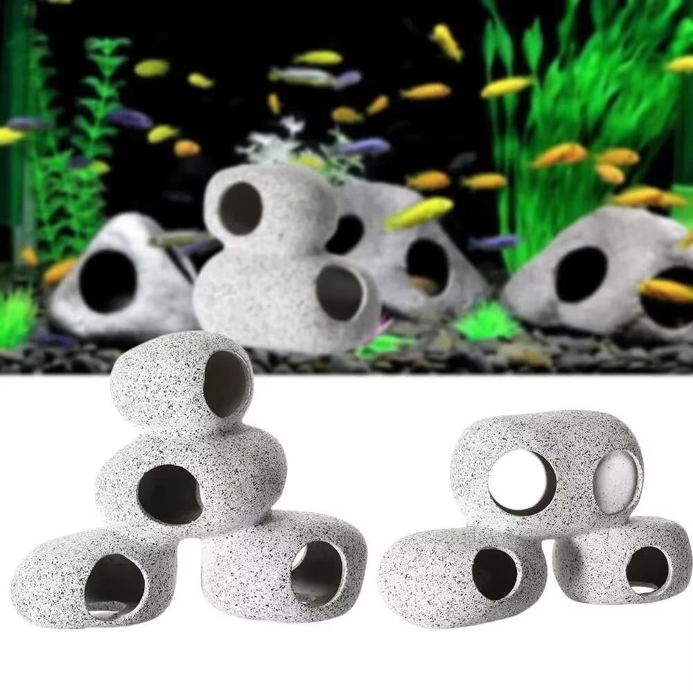 Aquarium Fish Hide - Fioletowa Glinka Akwariowa Kryjówka Skała Naturalny